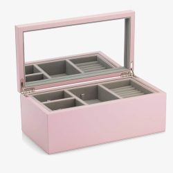 PANDORA Medium Pink Leather Jewellery Box A005