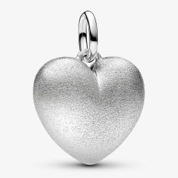 PANDORA Platinum Plated Matte Puffy Heart Dangle Charm 734908C00