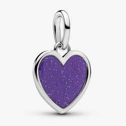 PANDORA Platinum Plated Purple Heart Dangle Charm 735088C02