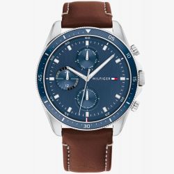 Tommy Hilfiger Mens Parker Chronograph Leather Strap Watch 1791837
