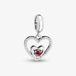 Rosa Lea July Birthstone Heart Dangle Charm AM-2THB004204-Red