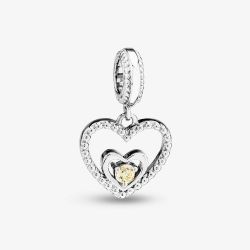 Rosa Lea August Birthstone Heart Dangle Charm AM-2THB004204-Light Yellow
