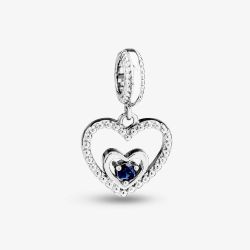 Rosa Lea September Birthstone Heart Dangle Charm AM-2THB004204-Dark Blue