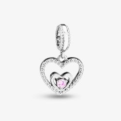 Rosa Lea October Birthstone Heart Dangle Charm AM-2THB004204-Pink