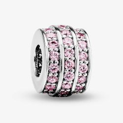Rosa Lea Pink Three Row Barrel Charm AM-2THB003604-Pink