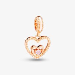 Rosa Lea October Birthstone Heart Dangle Charm AM-2THB004206-Pink