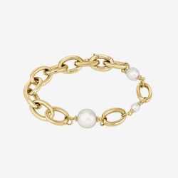 BOSS Leah Gold Tone Freshwater Pearl Chain Bracelet 1580507