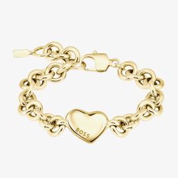 BOSS Honlo Gold Tone Heart Chain Bracelet 1580639