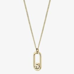 BOSS Double B Swing Gold Tone Oval Pendant Necklace 1580627