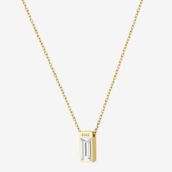 BOSS Clia Gold Tone Baguette Cut Crystal Necklace 1580409