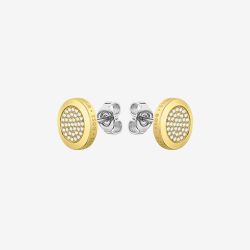BOSS Gold Tone Crystal Round Stud Earrings 1580297
