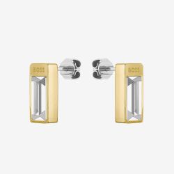 BOSS Clia Gold Tone Baguette Cut Crystal Earrings 1580413