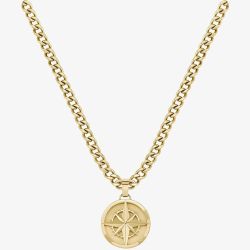 BOSS Gold Tone Compass Pendant Necklace 1580549
