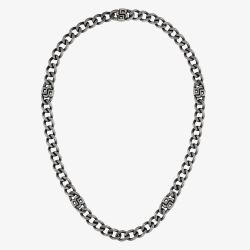 BOSS Mens Absolute Double B Black Steel Necklace 1580744