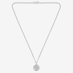 BOSS North Silver Tone Compass Pendant Necklace 1580841