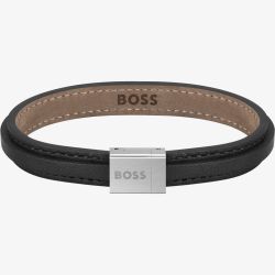 BOSS Grover Black leather Bracelet 1580328M