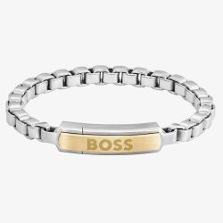 BOSS Devon Two Colour Logo Plate Bracelet 1580597M