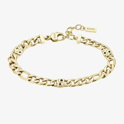 BOSS Gold Tone Double B Figaro Bracelet 1580635