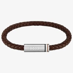 BOSS Brown Braided Leather Bracelet 1580623