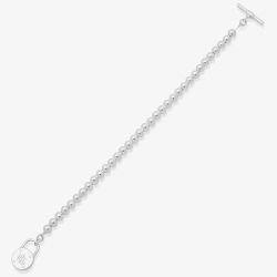 Lauren Ralph Lauren Silver Beaded Logo Padlock T-Bar Bracelet 60542756-G03