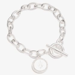 Lauren Ralph Lauren Silver Logo Shield Charm T-Bar Bracelet 14B00203