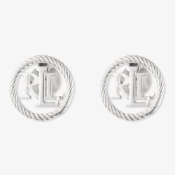 Lauren Ralph Lauren Silver Rope Logo Open Disc Stud Earrings 60567145-G03