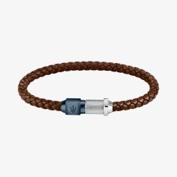 Maserati Brown Braided Leather Rope Bracelet JM223AVE15