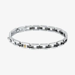 Maserati Silver Three Row Square Link Bracelet JM422ATZ16