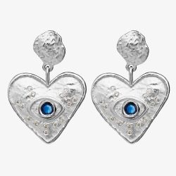 Maanesten Constantine Silver Hammered Heart Kyanite Dropper Earrings 9850C