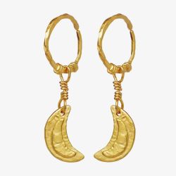 Maanesten Odessa Gold Plated Hoop Cresent Moon Dropper Earrings 9841A