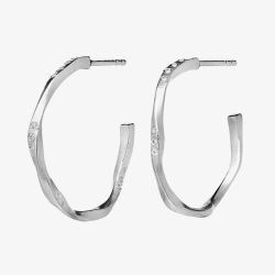 Maanesten Echo Silver Twisted Medium Hoop Earrings 9862C