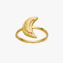 Maanesten Jacinta Gold Plated Textured Crescent Moon Ring 4811A