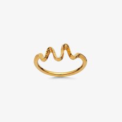 Maanesten Sonar Gold Plated Hammered Wave Ring 4727A