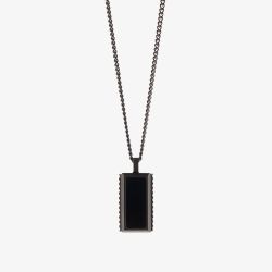 Steel & Barnett Hatton Black Stainless Steel Rectangular Onyx Pendant N-HAT02