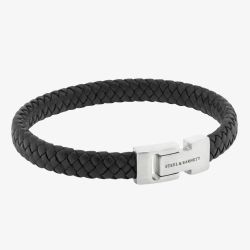 Steel & Barnett Archie Black Leather Braided Bracelet LBA/001
