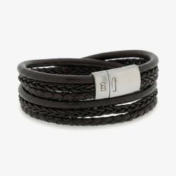 Steel & Barnett Bonacci Brown Leather Layered Multi Strand Bracelet LBB/003