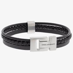 Steel & Barnett Casual Cole Black Leather Multi Strand Bracelet LBCC/001