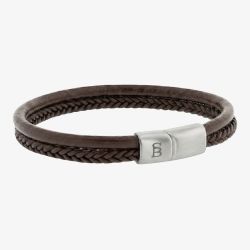 Steel & Barnett Denby Brown Dual Band Leather Bracelet LBD/006