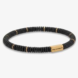 Steel & Barnett Two Tone Black Onyx & 18ct Yellow Gold Plated Disc Bracelet SBTT/001