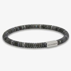 Steel & Barnett Two Tone Labradorite & Stainless Steel Disc Bracelet SBTT/003