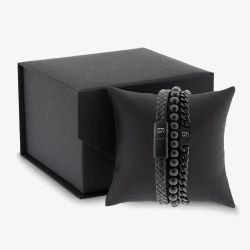 Steel & Barnett Black Editions Triple Bracelet Gift Set GS-TR-BLK