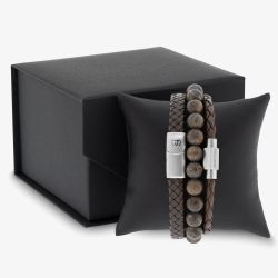 Steel & Barnett Triple Brown Bracelet Gift Set GS-TR-BRN
