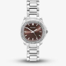 Sekonda Ladies Octaire Brown Dial Crystal Set Bezel Watch 40723