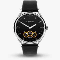 Sekonda Mens Hybrid Black Leather Strap Smartwatch 30150
