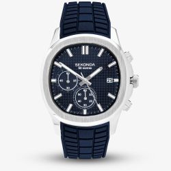 Sekonda Mens Octaire Chronograph Blue Rubber Strap Watch 30276