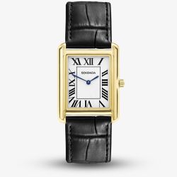 Sekonda Mens Clement Gold Tone Black Leather Strap Watch 30270