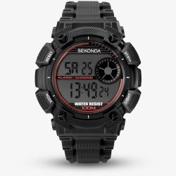 Sekonda Mens Black Plastic Digital Watch 1676