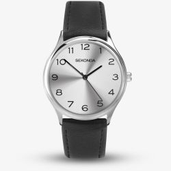 Sekonda Mens Black Leather Strap Watch 1851