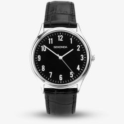 Sekonda Classic Black Leather Strap Watch 1777