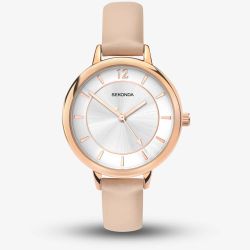 Sekonda Elegance Rose Gold & Cream Strap Watch 2137
